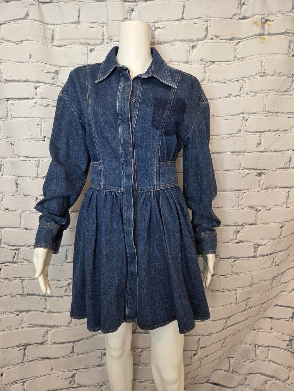 Alexander Mcqueen Denim Mini Shirt Dress - Picture 2 of 10